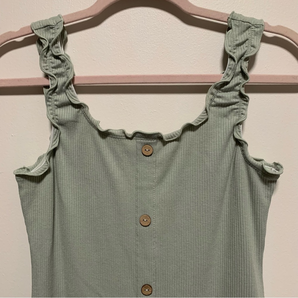 Ruffled Green Button-Down Dress